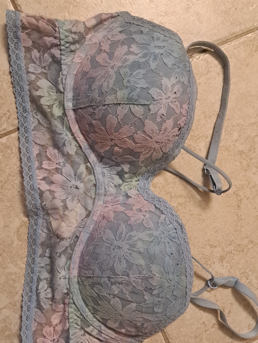 PINK Victoria's Secret Pastel Lace Balconette Bra in Light Blue